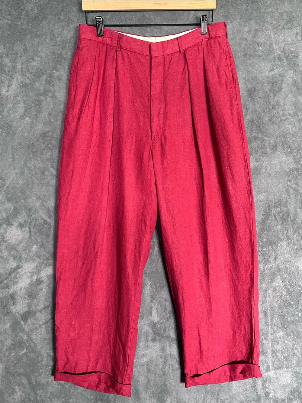 Polo by Ralph Lauren vintage made in USA red linen pants trousers chinos cuffed